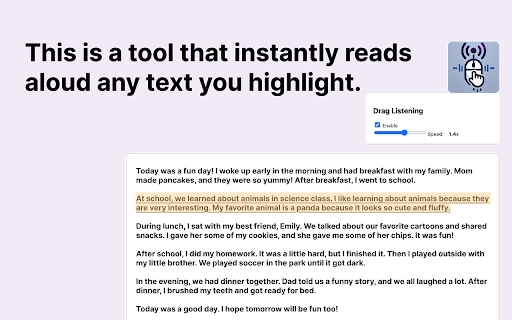 Drag Listening  from Chrome web store to be run with OffiDocs Chromium online