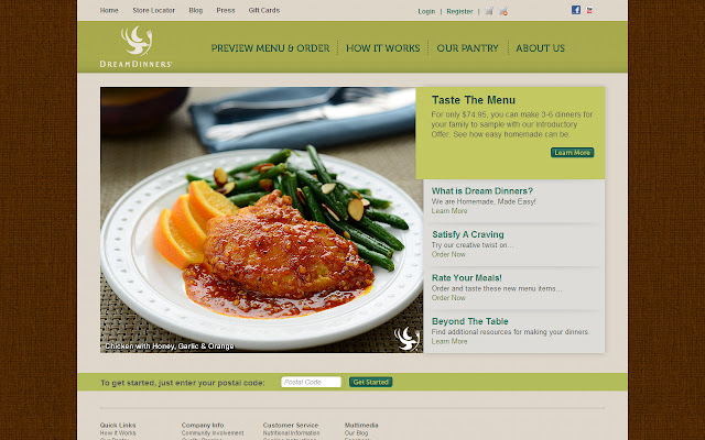 Dream Dinners  from Chrome web store to be run with OffiDocs Chromium online