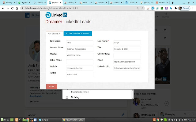 Dreamer LinkedInLeads for Suite SugarCRM  from Chrome web store to be run with OffiDocs Chromium online