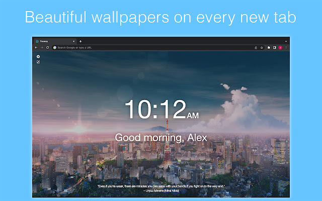 Dreamy Anime  Game Art New Tab Dashboard  from Chrome web store to be run with OffiDocs Chromium online