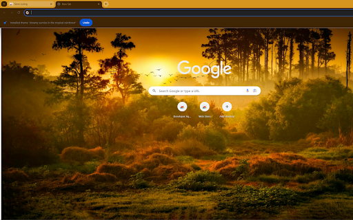 dreamy sunrise in the tropical rainforest  from Chrome web store to be run with OffiDocs Chromium online