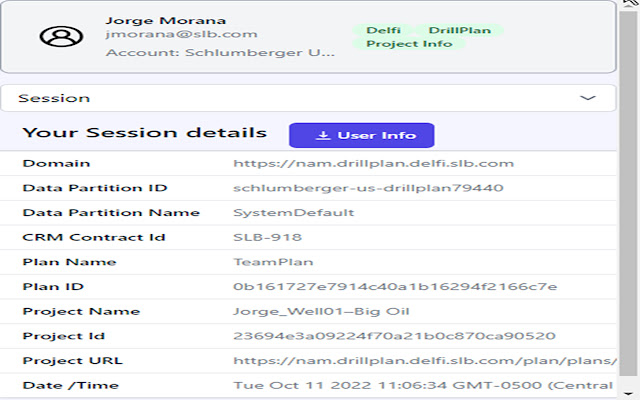 DrillPlan User Info Extension  from Chrome web store to be run with OffiDocs Chromium online