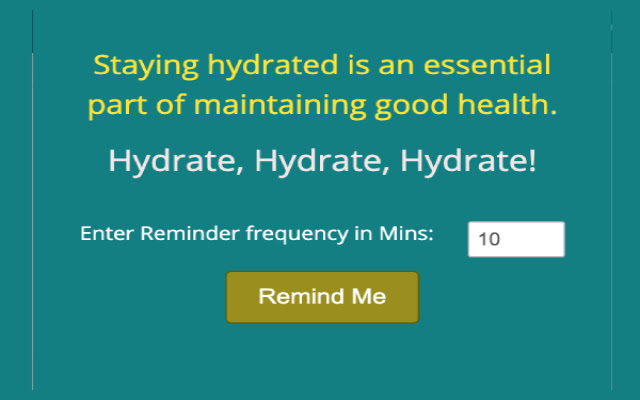 Drink Water Reminder  from Chrome web store to be run with OffiDocs Chromium online