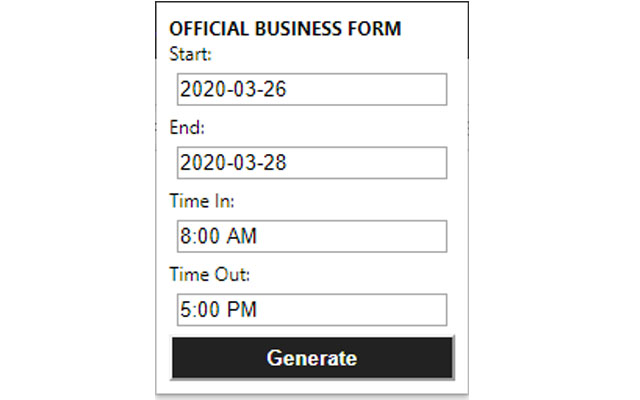 DRI Official Business Form Generator  from Chrome web store to be run with OffiDocs Chromium online