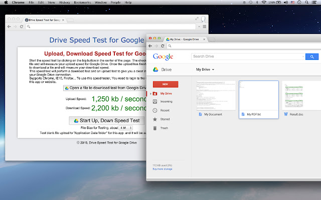 Drive Speed Test  from Chrome web store to be run with OffiDocs Chromium online