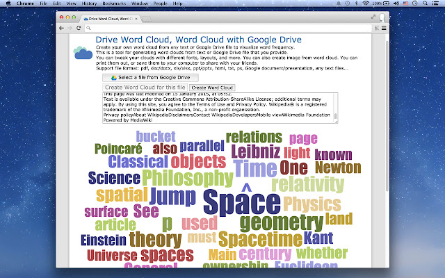 Drive Word Cloud  from Chrome web store to be run with OffiDocs Chromium online