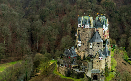 Drone Shot of Eltz Castle  from Chrome web store to be run with OffiDocs Chromium online