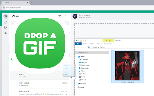 Drop a GIF  from Chrome web store to be run with OffiDocs Chromium online
