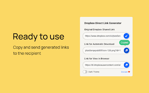 Dropbox Direct Link Generator  from Chrome web store to be run with OffiDocs Chromium online