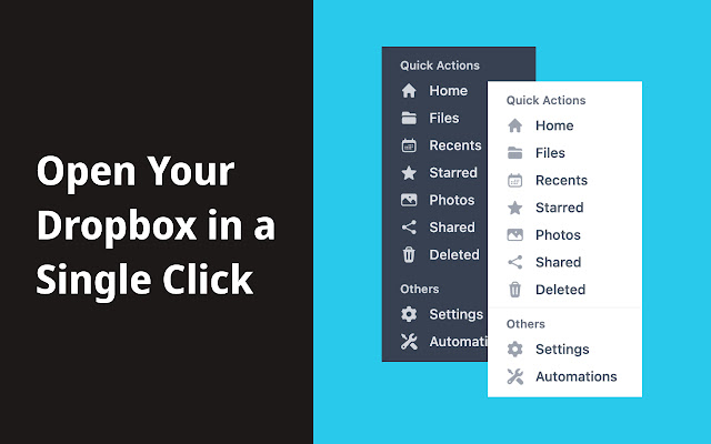 Dropbox Quick Menu  from Chrome web store to be run with OffiDocs Chromium online
