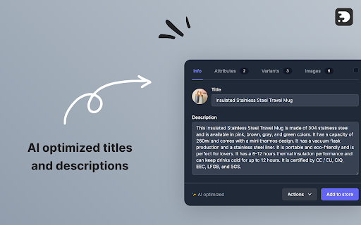 Dropmatic.ai Dropshipping AI  from Chrome web store to be run with OffiDocs Chromium online