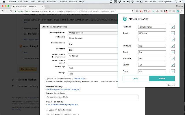 DropshiePaste  from Chrome web store to be run with OffiDocs Chromium online