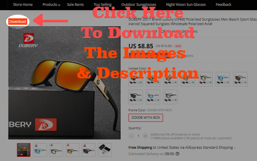 DropshipMeta Download Aliexpress images  description  from Chrome web store to be run with OffiDocs Chromium online