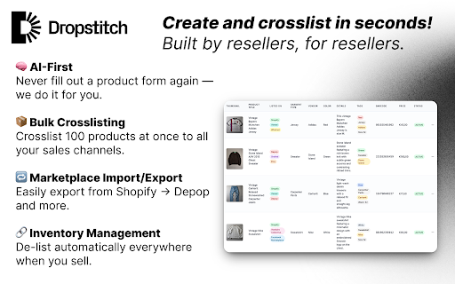 Dropstitch  from Chrome web store to be run with OffiDocs Chromium online