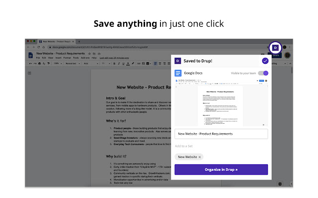 Drup Shared bookmarks for teams  from Chrome web store to be run with OffiDocs Chromium online