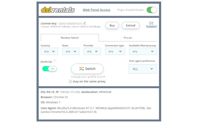 DSLrentals Proxy User Agent Switcher aus dem Chrome Web Store zur Ausführung mit OffiDocs Chromium online