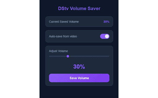 DStv Volume Saver  from Chrome web store to be run with OffiDocs Chromium online