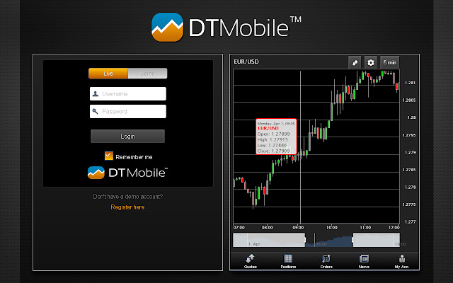 DTMobile Trade Forex  CFDs  from Chrome web store to be run with OffiDocs Chromium online