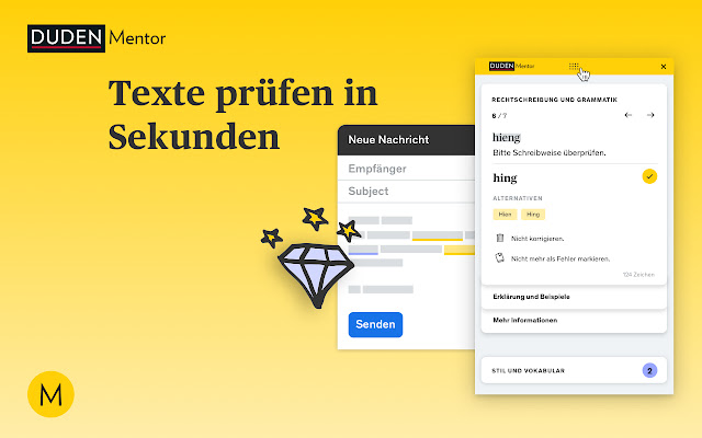 Duden Mentor Textprüfung từ cửa hàng Chrome trực tuyến sẽ được chạy với OffiDocs Chromium trực tuyến