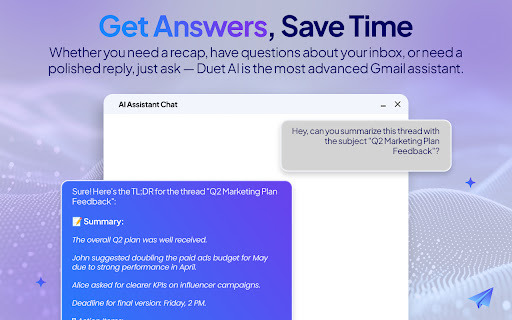 Duet Mail Gmail AI Assistant  from Chrome web store to be run with OffiDocs Chromium online