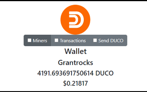Duino Coin Wallet  from Chrome web store to be run with OffiDocs Chromium online