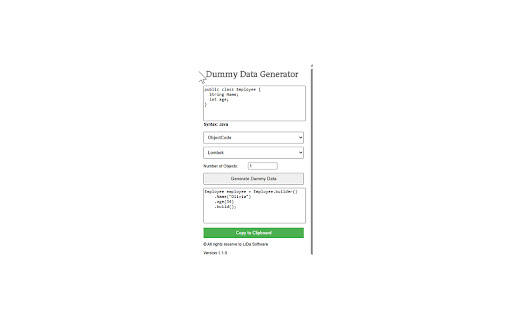 Dummy Data Generator  from Chrome web store to be run with OffiDocs Chromium online