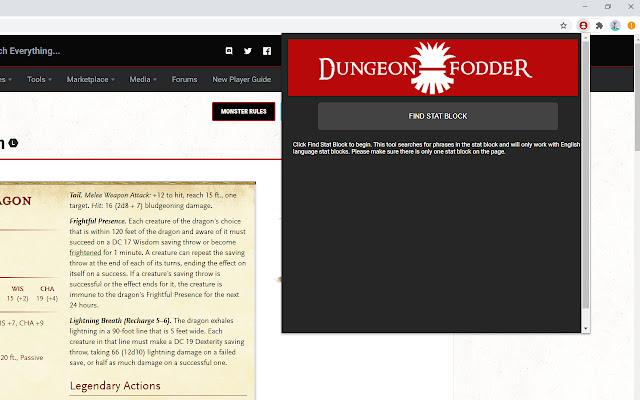 Dungeon Fodder 5e  from Chrome web store to be run with OffiDocs Chromium online