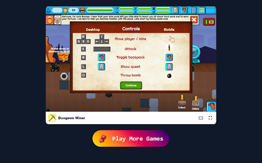 Dungeon Miner Game Mine, Craft, and Conquer Dungeons!  from Chrome web store to be run with OffiDocs Chromium online