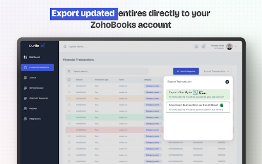 Dunlin Extension (ZohoBooks)  from Chrome web store to be run with OffiDocs Chromium online