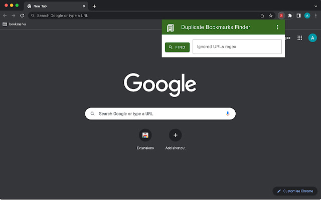 Duplicate Bookmarks Finder  from Chrome web store to be run with OffiDocs Chromium online