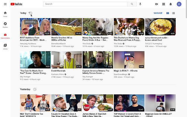 Duration Sort for YouTube Subscriptions  from Chrome web store to be run with OffiDocs Chromium online