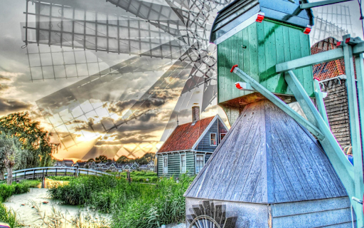 Dutch Windmill at Sunset  from Chrome web store to be run with OffiDocs Chromium online