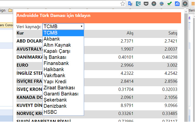 Döviz Kurları  from Chrome web store to be run with OffiDocs Chromium online