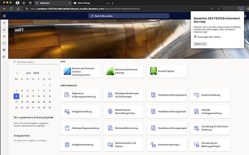 Dynamics 365 FSCM WarmUp from Chrome web store to be run with OffiDocs Chromium online Dynamics 365 FSCM WarmUp from Chrome web store to be run with OffiDocs Chromium online