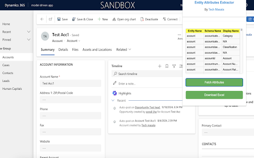 Dynamics CRM Entity Attributes Extractor  from Chrome web store to be run with OffiDocs Chromium online