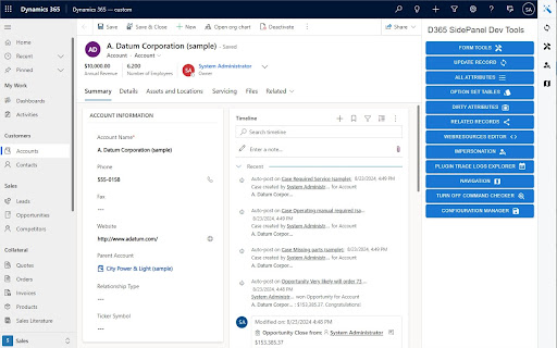 Dynamics SideKick  from Chrome web store to be run with OffiDocs Chromium online