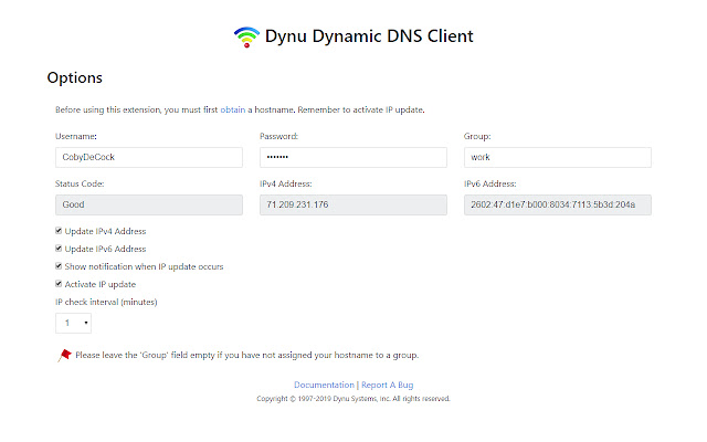 Dynu Dynamic DNS Client  from Chrome web store to be run with OffiDocs Chromium online