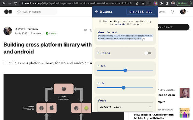 Dyslens  from Chrome web store to be run with OffiDocs Chromium online
