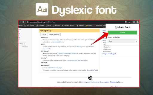 Dyslexic font  from Chrome web store to be run with OffiDocs Chromium online