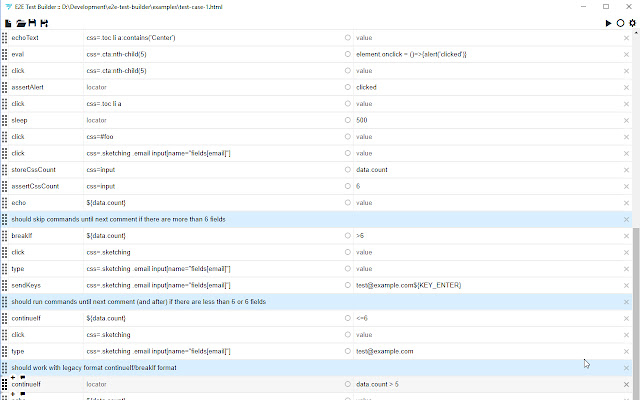 E2E Test Builder  from Chrome web store to be run with OffiDocs Chromium online