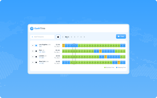 EarthTime  from Chrome web store to be run with OffiDocs Chromium online
