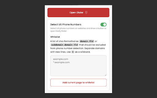 Easify Dialer  from Chrome web store to be run with OffiDocs Chromium online