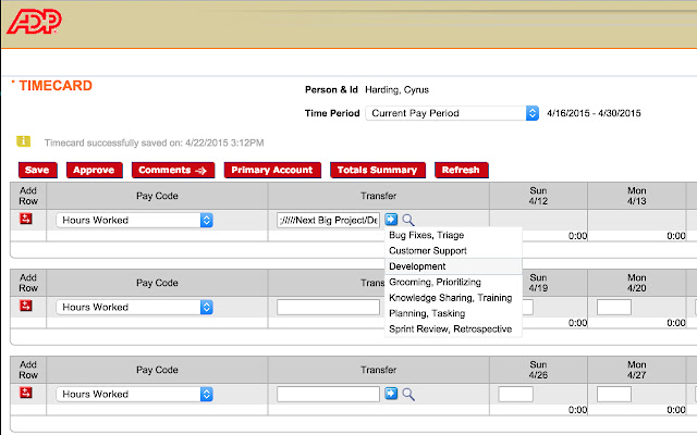 Easy ADP Timecards  from Chrome web store to be run with OffiDocs Chromium online