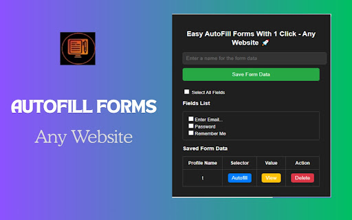 Easy AutoFill Forms With 1 Click Any Website  from Chrome web store to be run with OffiDocs Chromium online