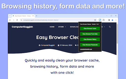 Easy Browser Cleaner  from Chrome web store to be run with OffiDocs Chromium online