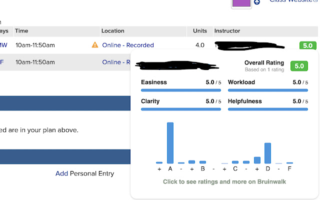Easy Bruinwalk Ratings  from Chrome web store to be run with OffiDocs Chromium online