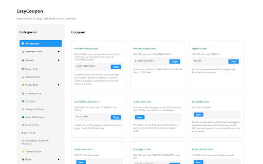 EasyCoupon Your Shopping Companion  from Chrome web store to be run with OffiDocs Chromium online