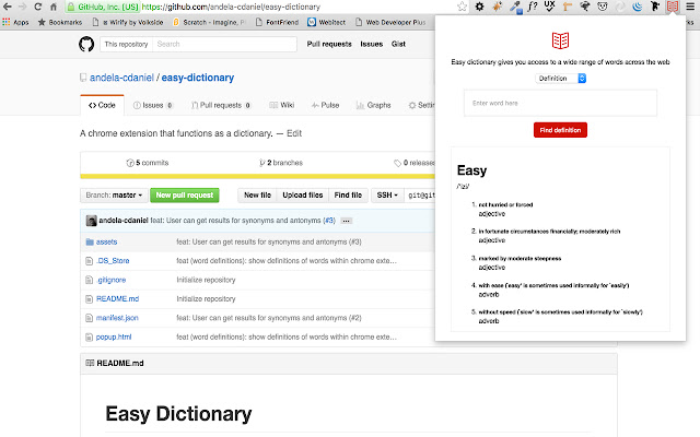 Easy Dictionary  from Chrome web store to be run with OffiDocs Chromium online