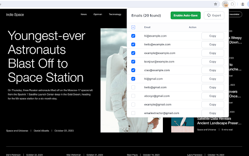 Easy Email Extractor  from Chrome web store to be run with OffiDocs Chromium online