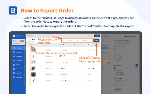 Easy Exporter Etsy™ order exporter  from Chrome web store to be run with OffiDocs Chromium online
